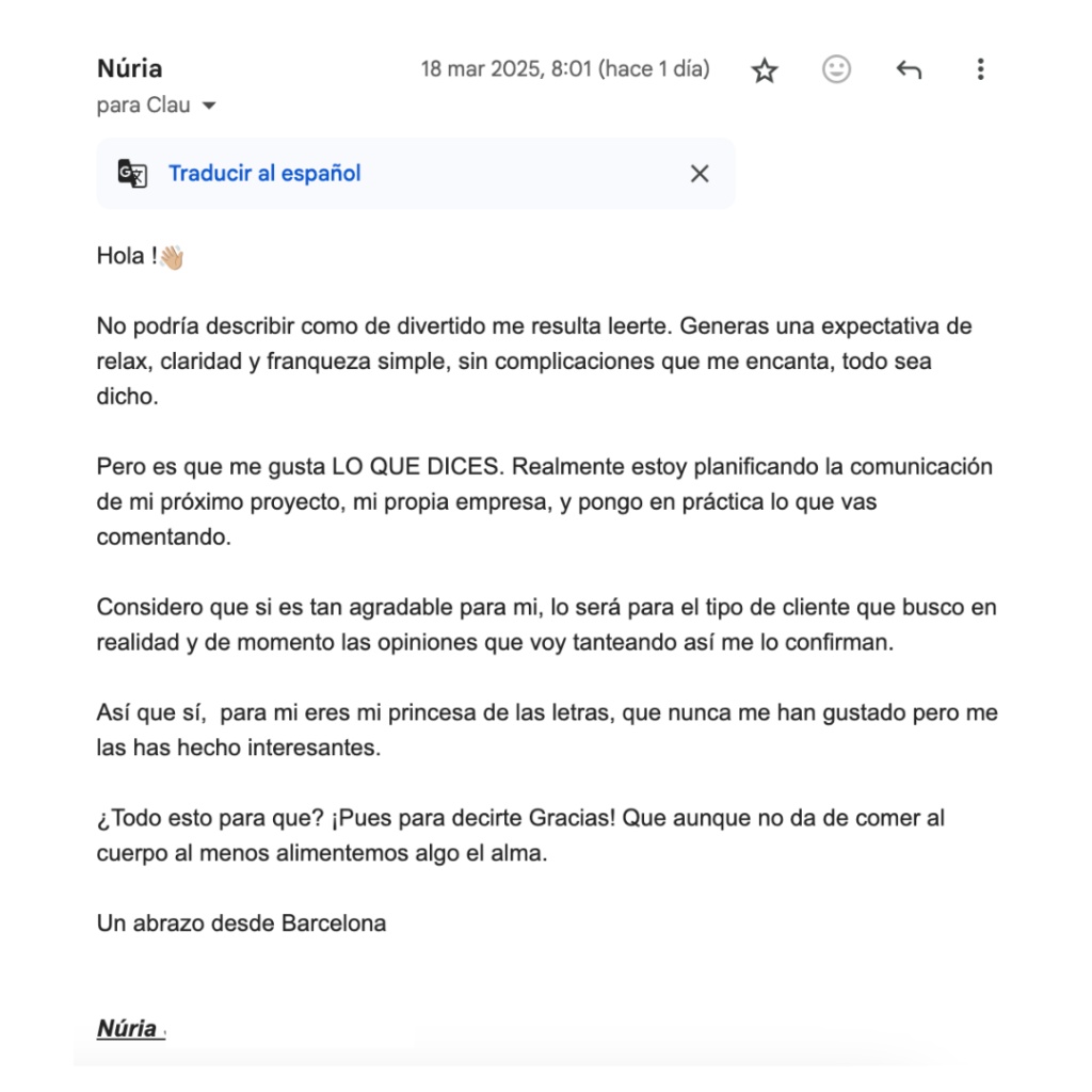 Testimonio de newsletter de Claudia María Ramírez