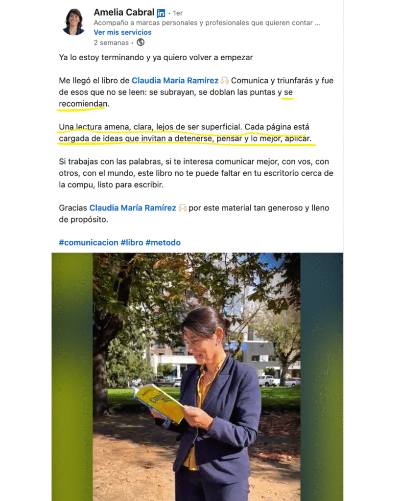 Valoración de Comunica, y triunfarás, libro de Claudia María Ramírez